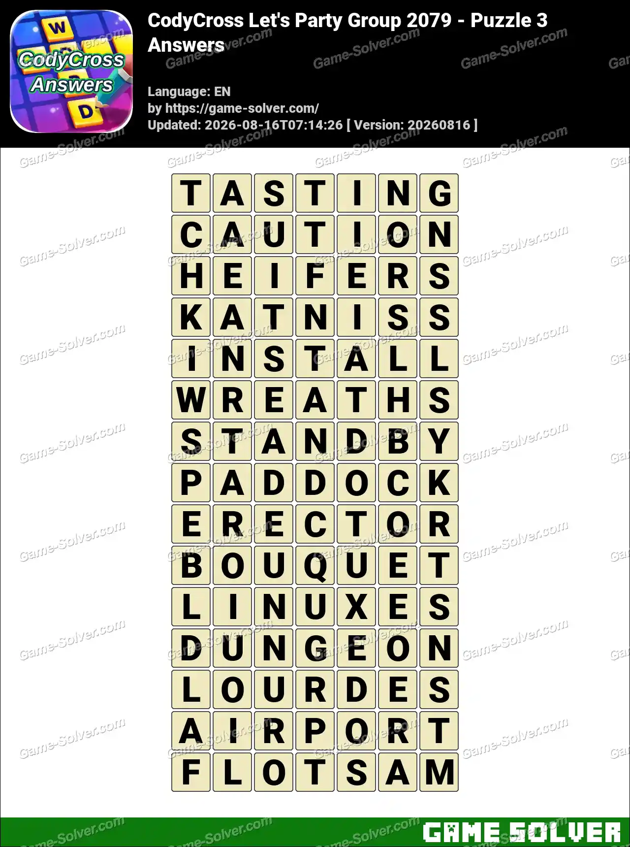 CodyCross Let’s Party Group 2079 – Puzzle 3 Answers